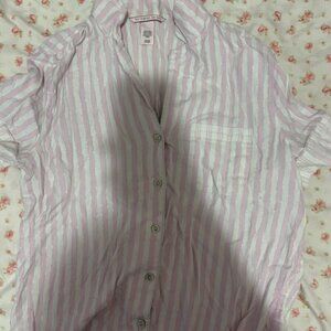 soft and comfy pink and white striped Victoria's Secret shirt